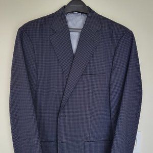 Johnston & Murphy Blue/Grey Micro-checkered Lightweight Sport Jacket - Size 42R